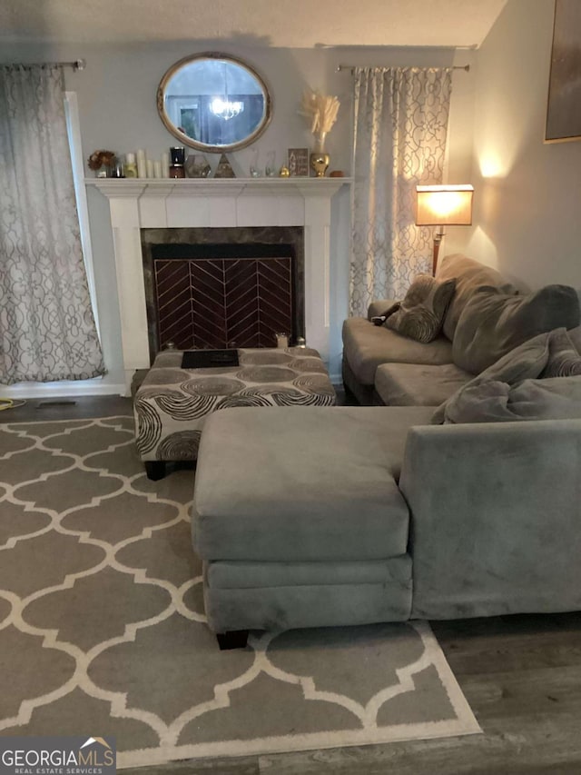 living room with hardwood / wood-style floors