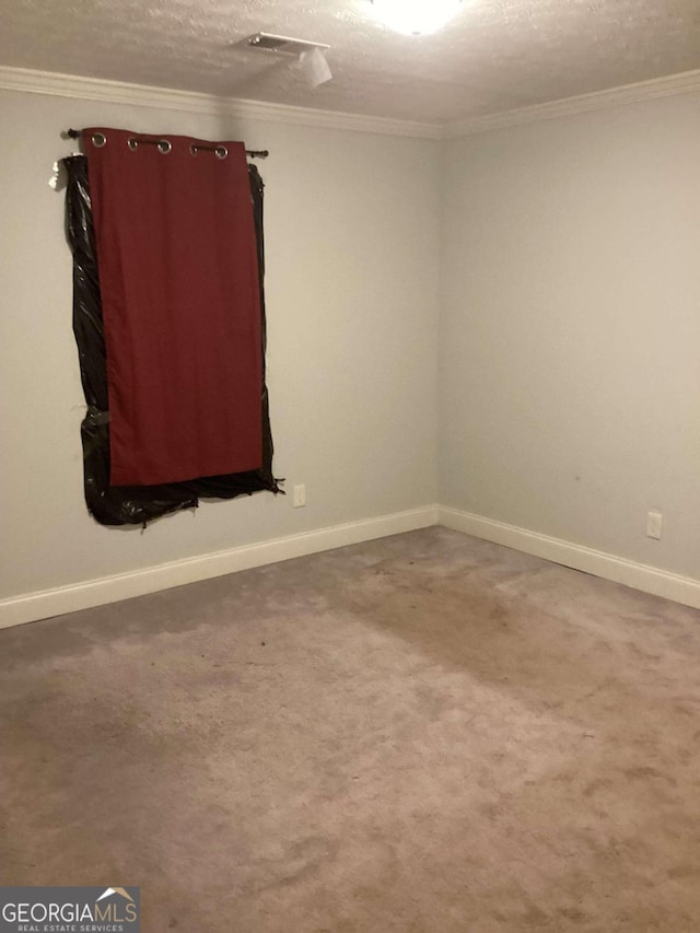 2734 Laurel View Dr, Snellville, GA 30039 - carpeted empty room featuring crown molding, baseboards, and a textured ceiling