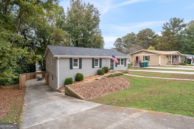 ranch-style house with a front yard