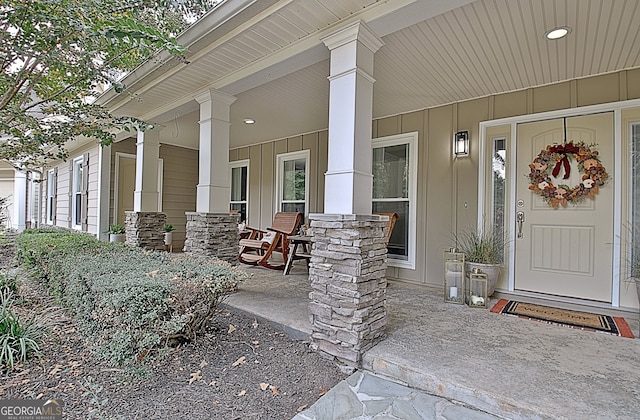 entrance to property with a porch