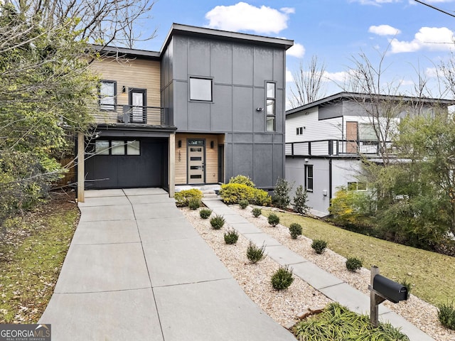 contemporary home with a balcony