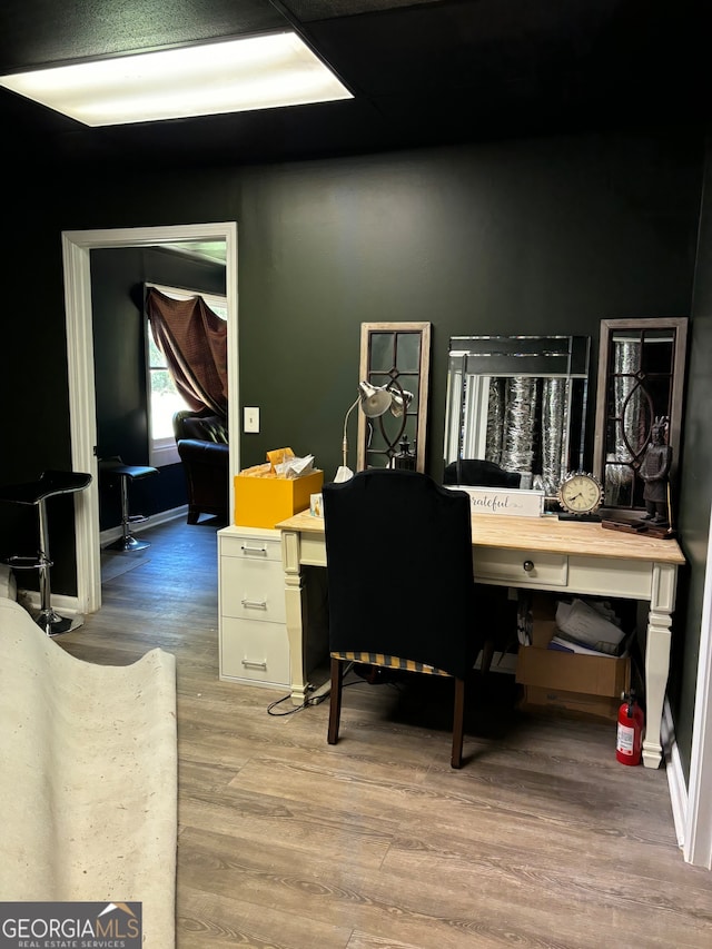 office area featuring light hardwood / wood-style flooring