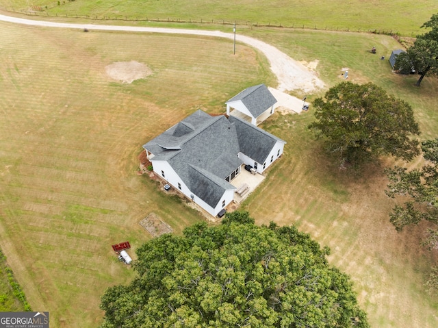 aerial view featuring a rural view