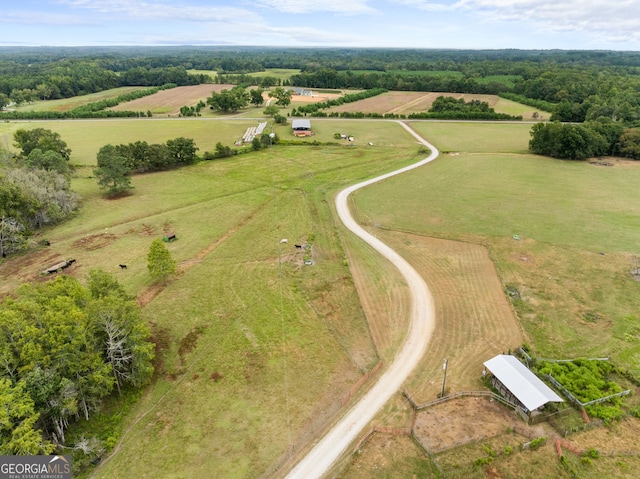 aerial view featuring a rural view