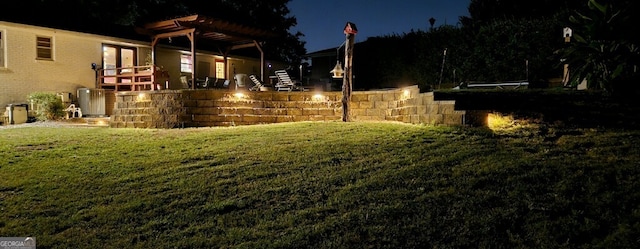 yard at twilight with central air condition unit