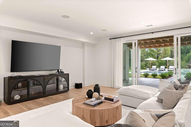 living room featuring light hardwood / wood-style flooring