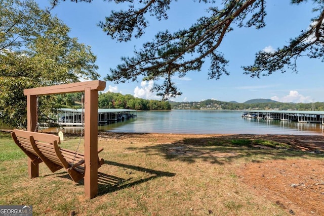 water view with a boat dock