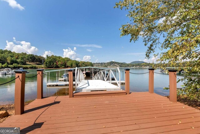 dock area with a water view