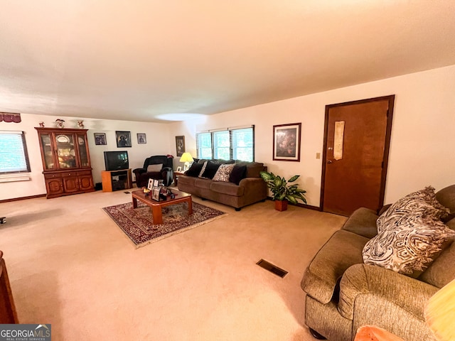 living room featuring carpet flooring