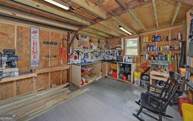 interior space with a workshop area