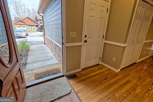 entryway featuring hardwood / wood-style flooring