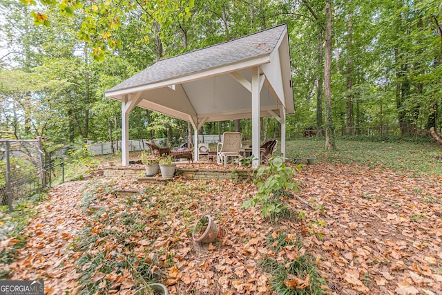 view of yard with a gazebo