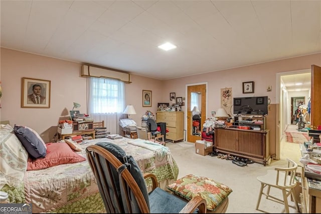 living room with light carpet