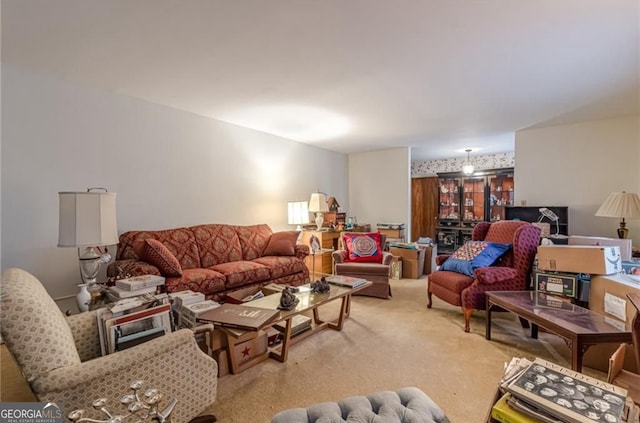 living room with light carpet