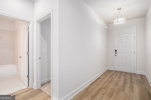 foyer with light hardwood / wood-style floors