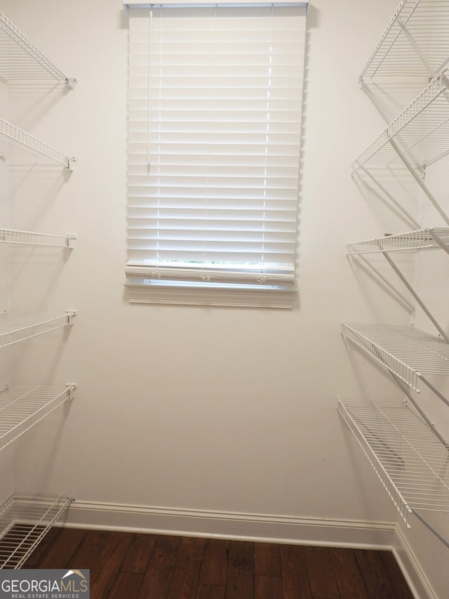 spacious closet with hardwood / wood-style floors