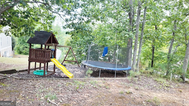 view of playground featuring a trampoline