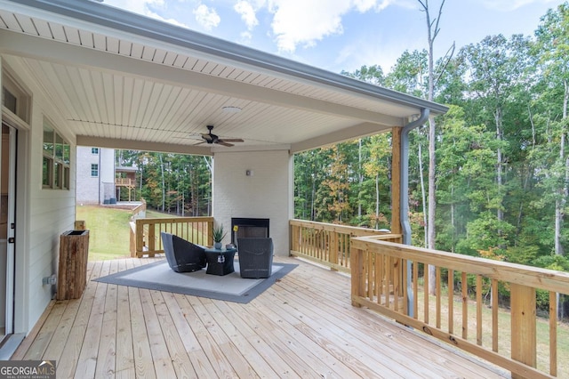 deck featuring ceiling fan