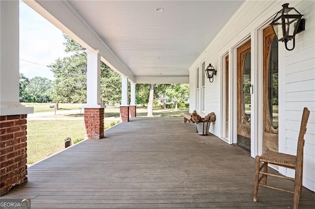 deck with a porch