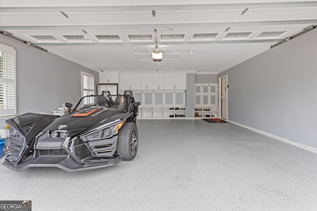 garage with a garage door opener