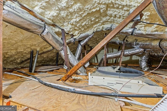 view of unfinished attic