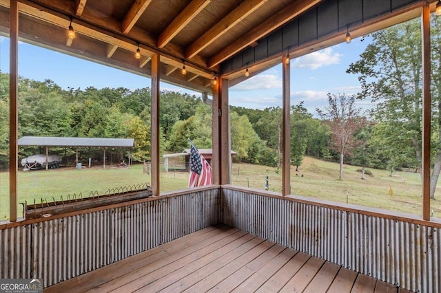 view of unfurnished sunroom