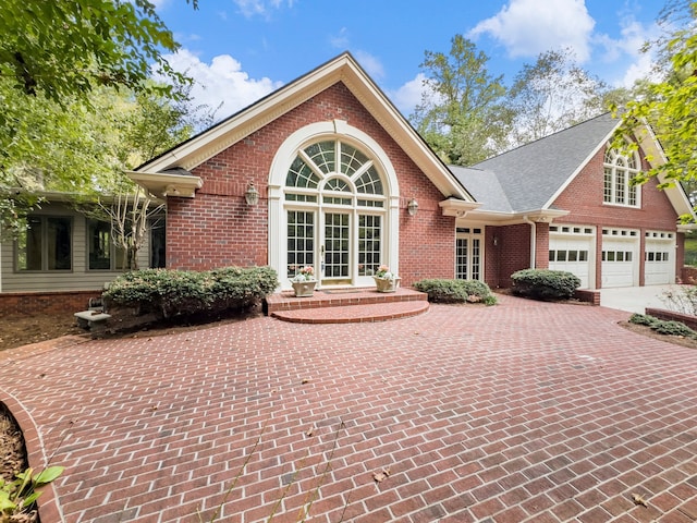 front facade with french doors