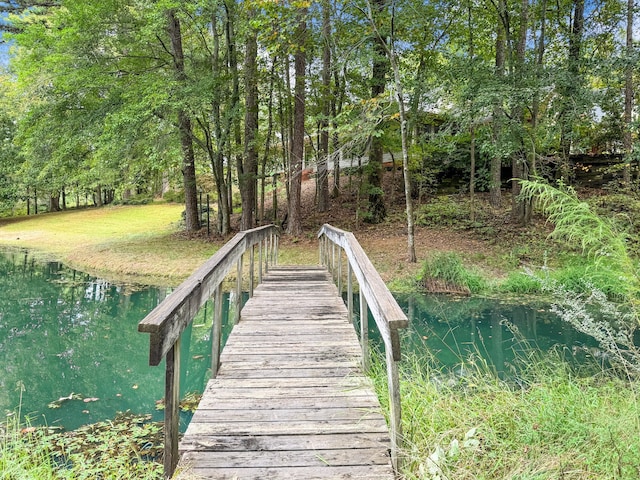 dock area featuring a water view