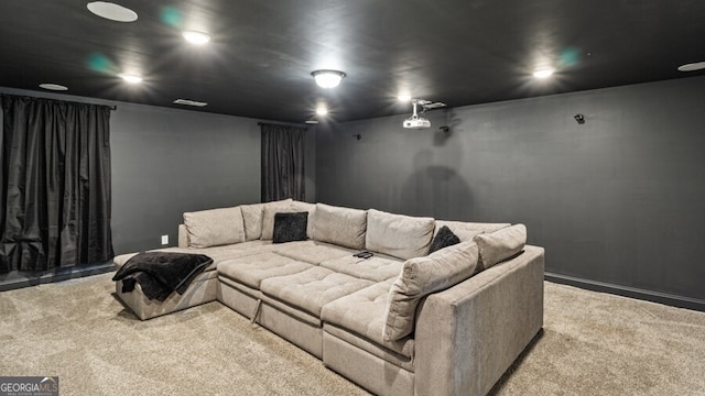 view of carpeted home theater