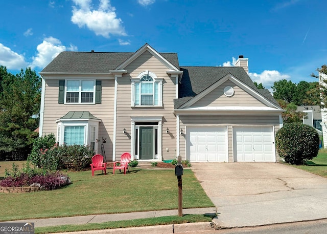 view of front of home featuring a front lawn