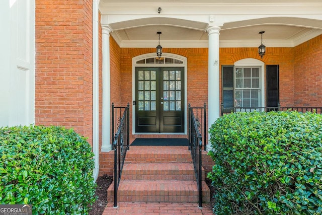 property entrance with french doors