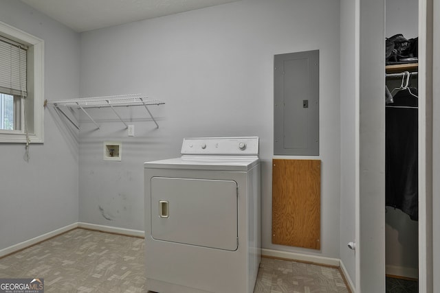 laundry area featuring washer / clothes dryer and electric panel