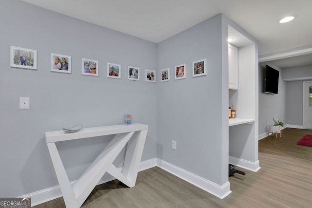 interior space with light hardwood / wood-style floors