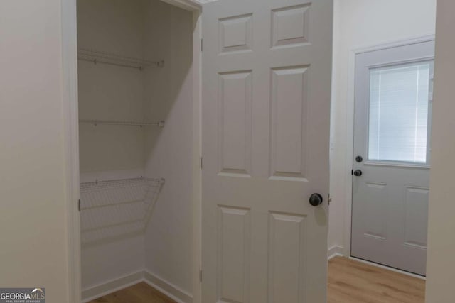 interior space with light hardwood / wood-style floors