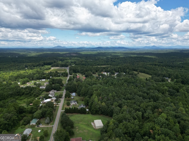 drone / aerial view featuring a mountain view