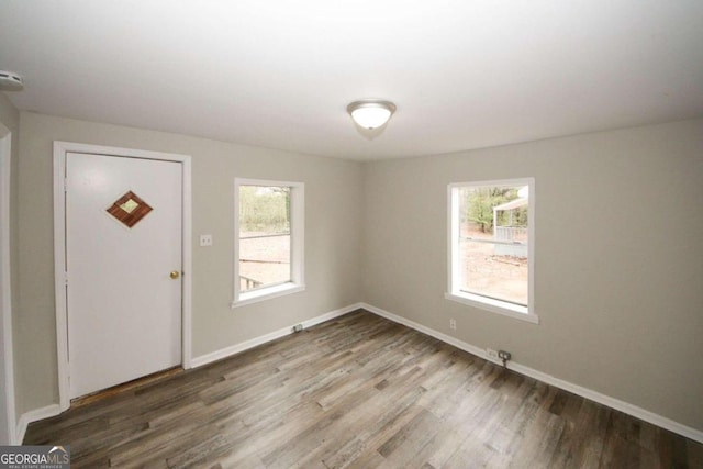 foyer entrance featuring hardwood / wood-style floors and a healthy amount of sunlight