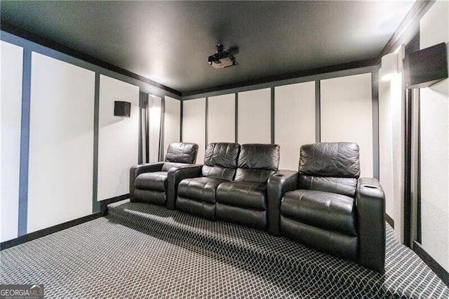 view of carpeted cinema room