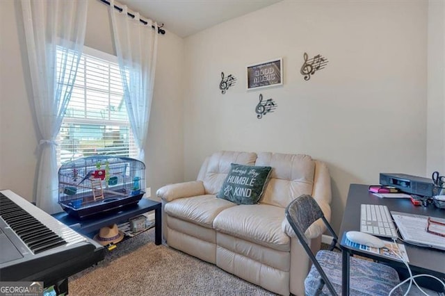 sitting room featuring carpet