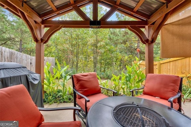 view of patio / terrace with a gazebo