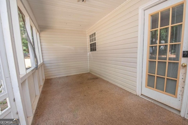 view of unfurnished sunroom