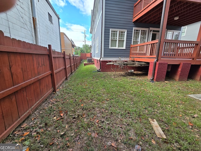 view of yard featuring a deck