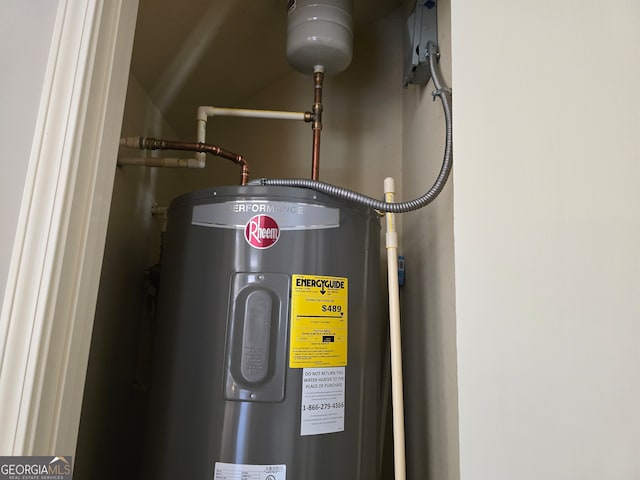 utility room featuring water heater