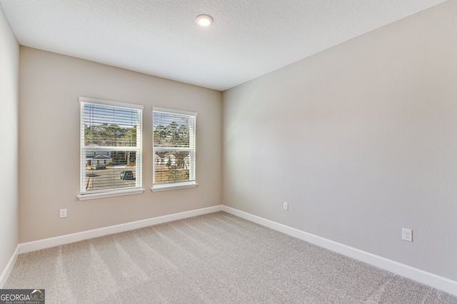 empty room with carpet flooring and a textured ceiling