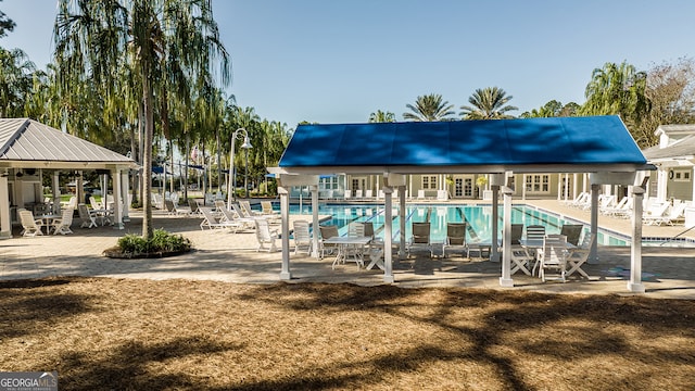 exterior space featuring a patio area and a gazebo