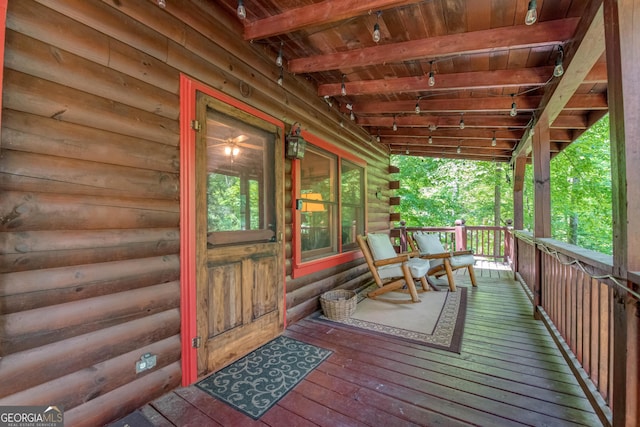 wooden deck featuring a porch