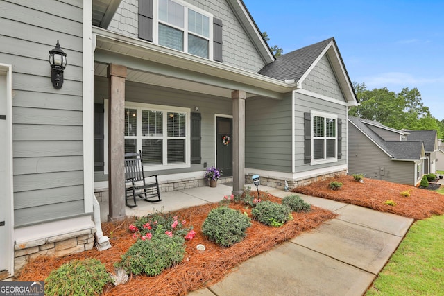 view of front of home featuring covered porch