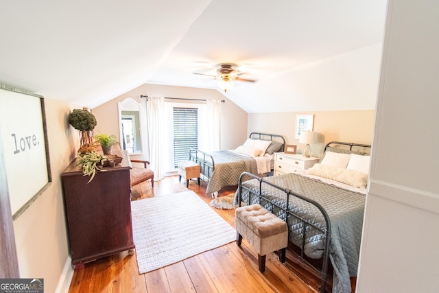 1651 Mergendollar Rd, Good Hope, GA 30641 - bedroom featuring ceiling fan, multiple windows, hardwood / wood-style flooring, and lofted ceiling