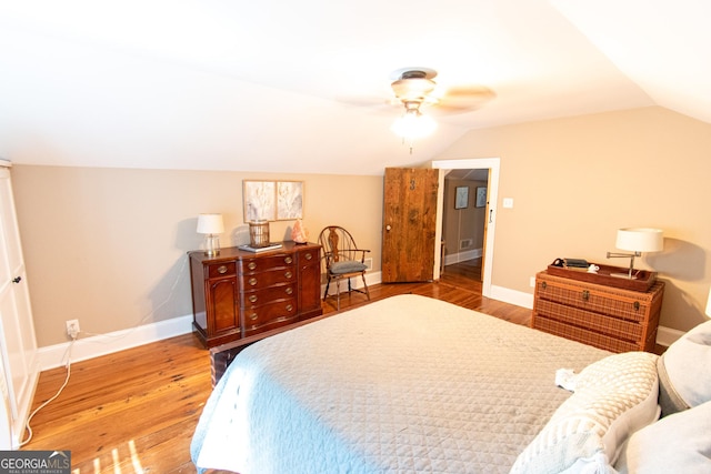 1651 Mergendollar Rd, Good Hope, GA 30641 - bedroom featuring ceiling fan, baseboards, wood finished floors, and lofted ceiling