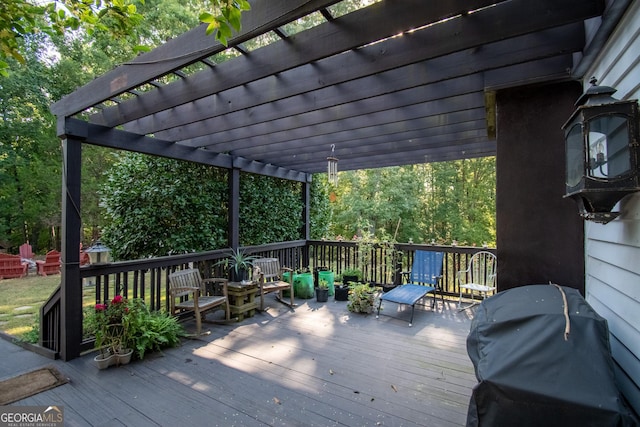 1651 Mergendollar Rd, Good Hope, GA 30641 - wooden terrace featuring grilling area and a pergola