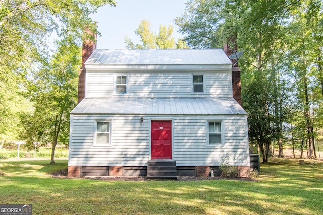 1651 Mergendollar Rd, Good Hope, GA 30641 - view of front of property with entry steps, a chimney, and metal roof